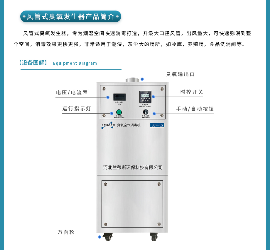 兰蒂斯冷库臭氧空气消毒机LCF-KG-30使用情况
